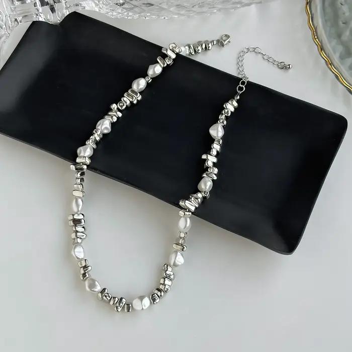 Collier ras du cou KunJoe élégant en imitation perle pour femmes