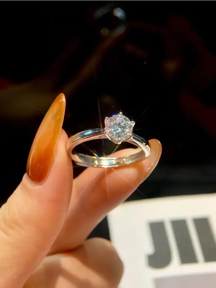 Bague de fiançailles et de mariage en moissanite véritable 0
