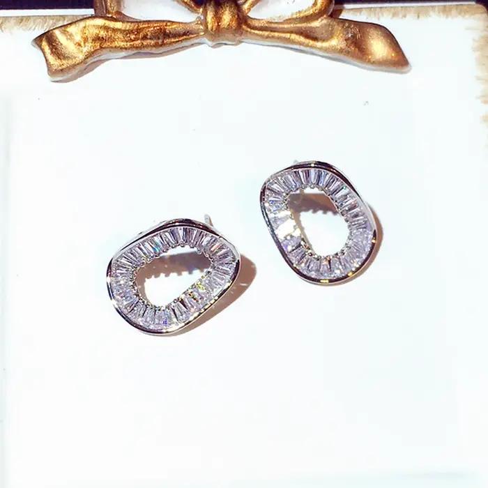 Boucles d'oreilles carrées en Zircon cubique Super brillant pour femmes