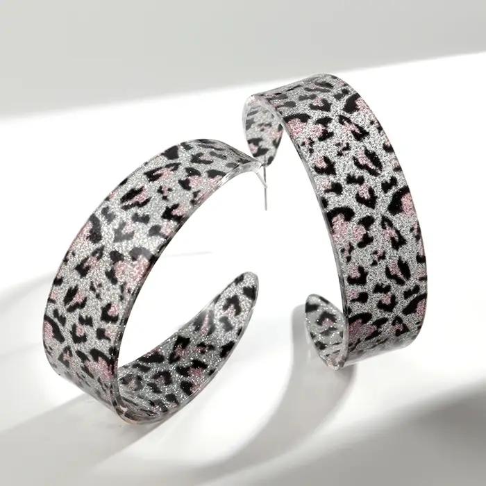 Boucles d'oreilles léopard en acrylique pour femmes