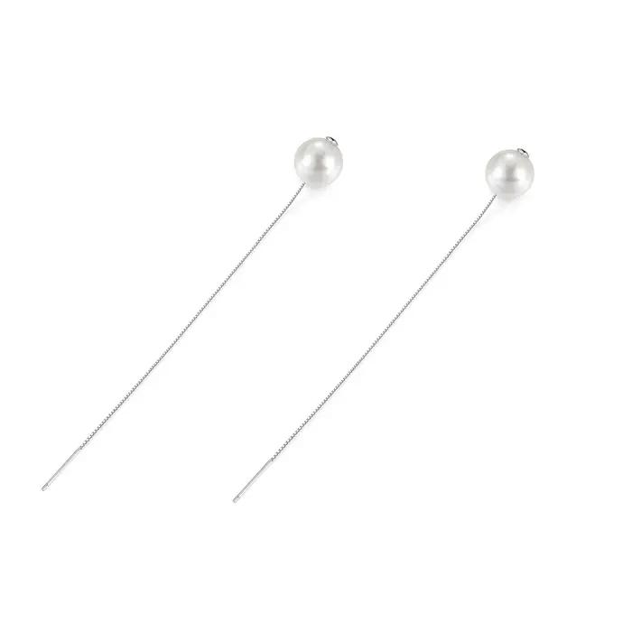 Seulement 925 en argent Sterling boucles d'oreilles élégantes pour les femmes enfileur perle boucle