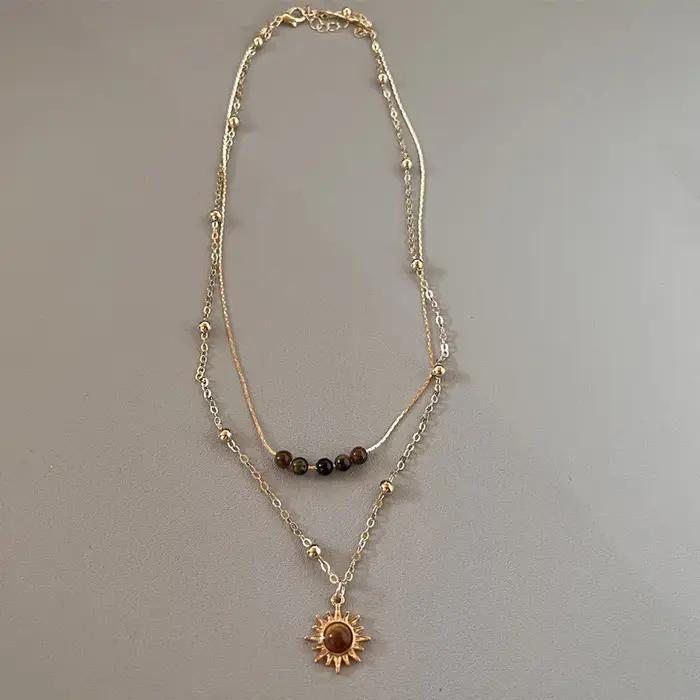 Collier en Zircon étoile du soleil pour femmes