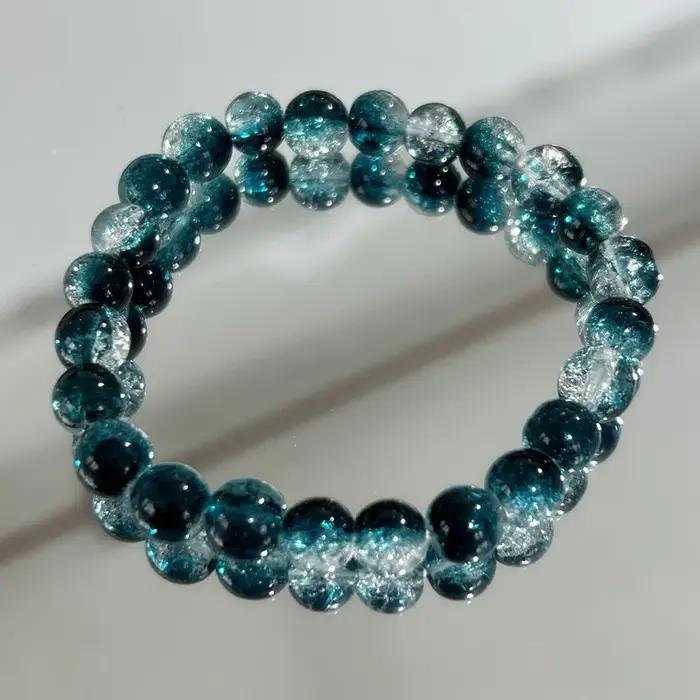 Bracelet de perles rondes élastiques simples pour hommes et femmes
