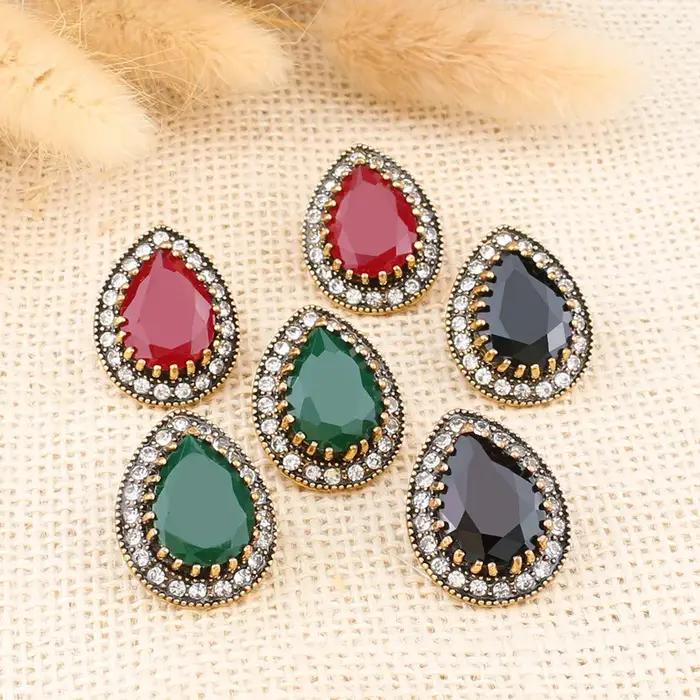 Boucles d'oreilles de fiançailles en émail rétro goutte d'eau pour femmes et filles