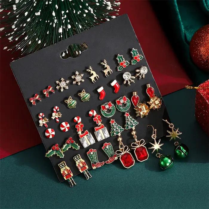 Ensemble de boucles d'oreilles mixtes de noël pour femmes
