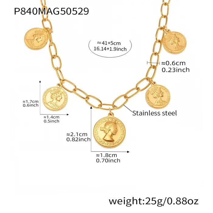 Collier pendentif tête de reine en acier inoxydable plaqué or pour femmes occasions spéciales elegance chic et majestueux