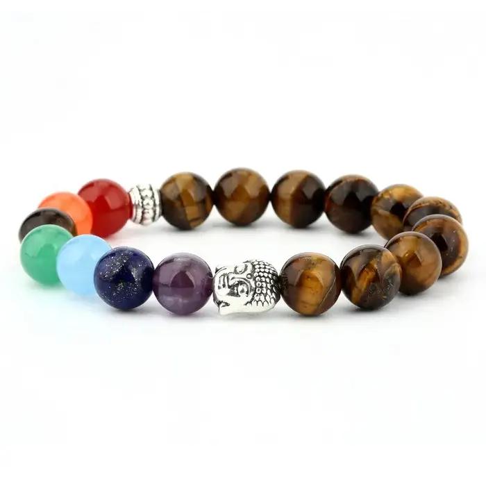 Bracelet 7 Chakra avec carte de signification pour hommes et femmes