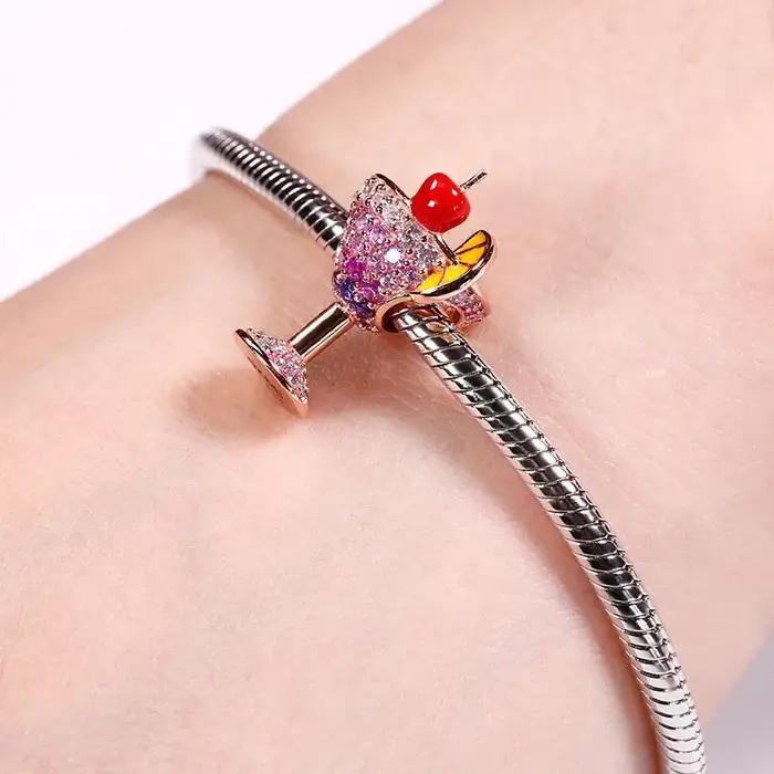 Breloques en argent 925 serties de zirconium blanc pour bijoux personnalisés et cadeaux d'anniversaire occasions spéciales