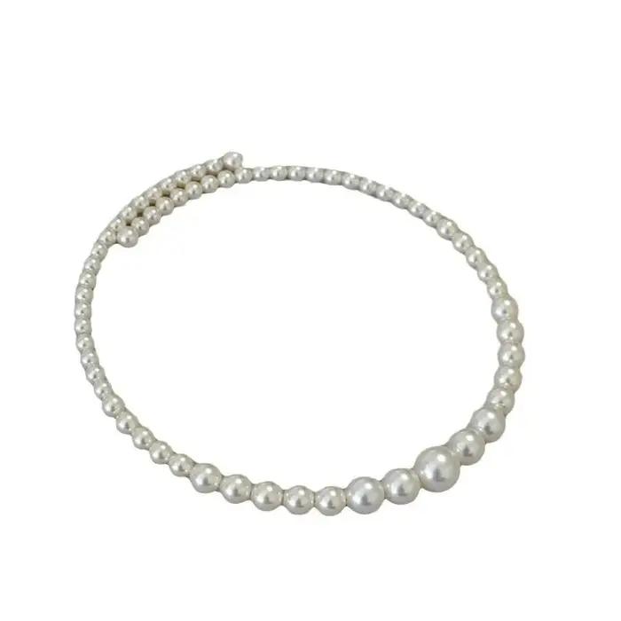 Collier ras du cou rond français élégant en perles artificielles
