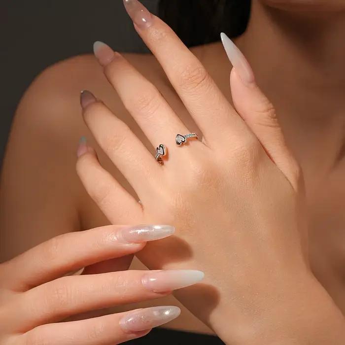 ANDYWEN – bague Double cœur réglable en argent Sterling 925
