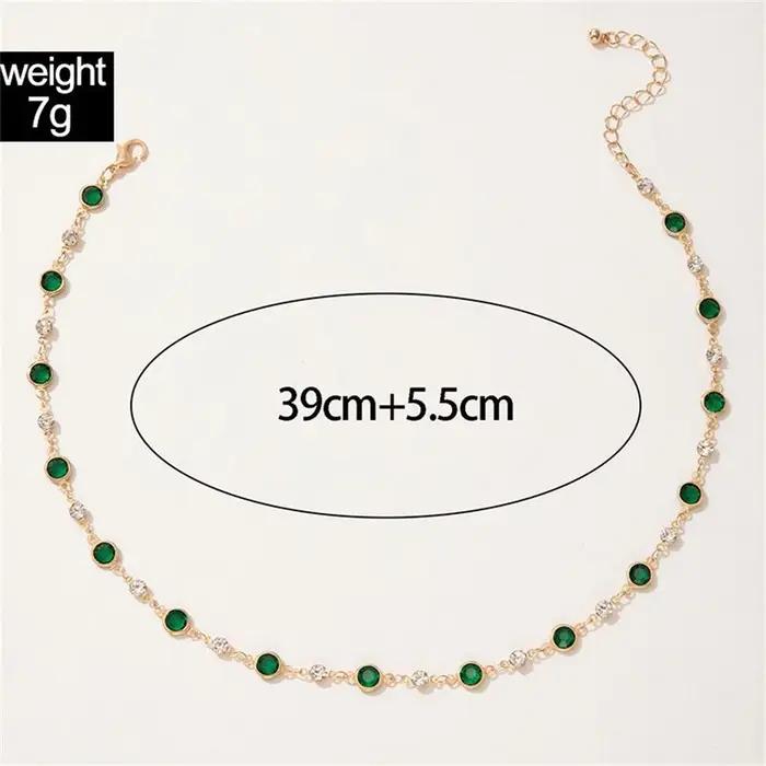 Mode Boho plaque d'or chaîne en cristal vert goutte d'eau pendentif femme collier pour femmes Vintage Baroque tour de cou bijoux cadeau
