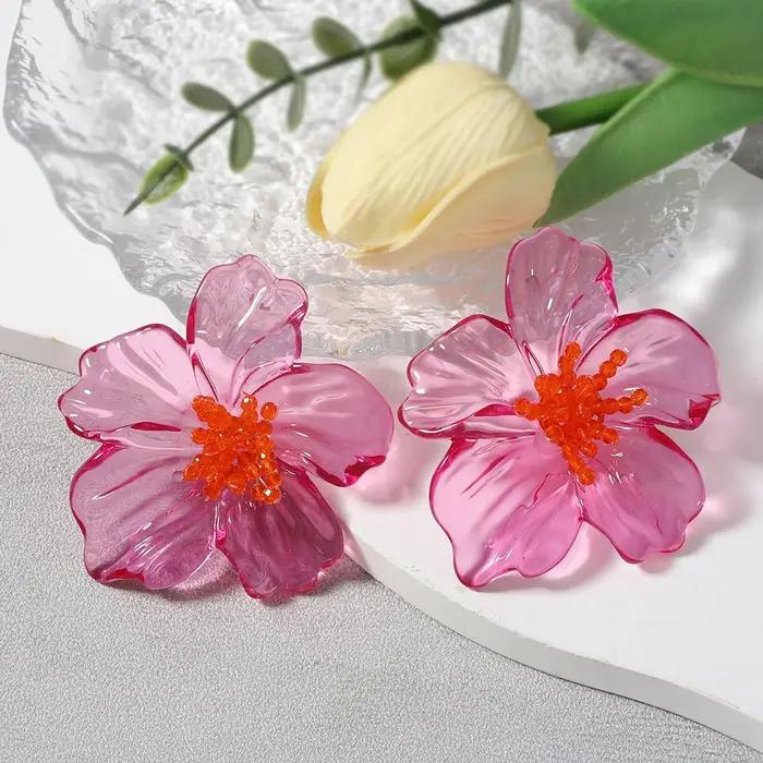 Boucles d'oreilles tendance en résine colorée pour femmes