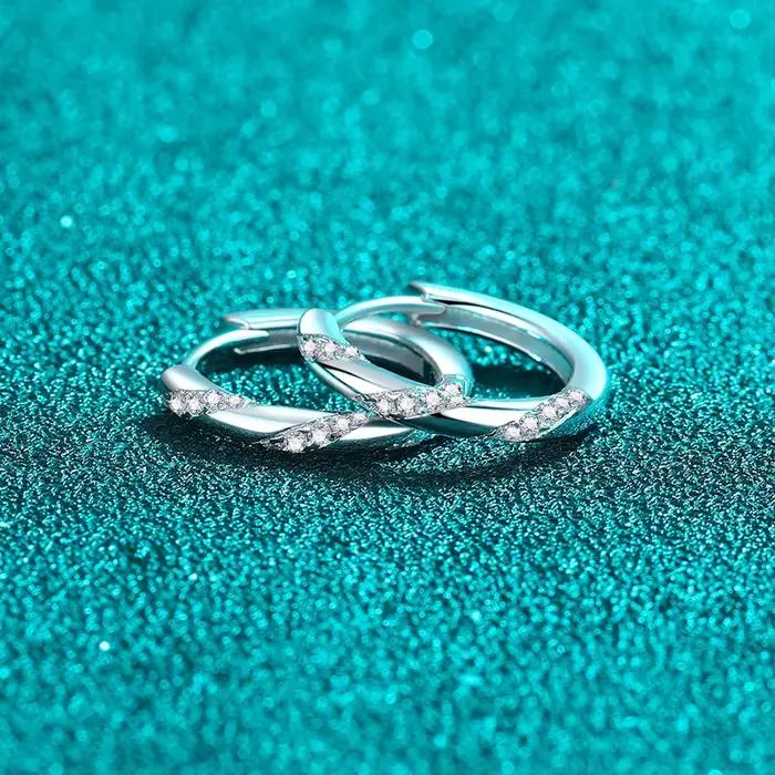 Boucles d'oreilles en moissanite taillée en argent regardé 925 pour femme