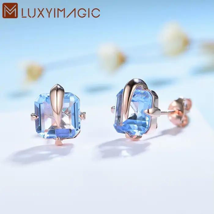 Boucles d'oreilles en argent 925 serties de topaze pour femmes occasions spéciales engagement mariage anniversaire soirée
