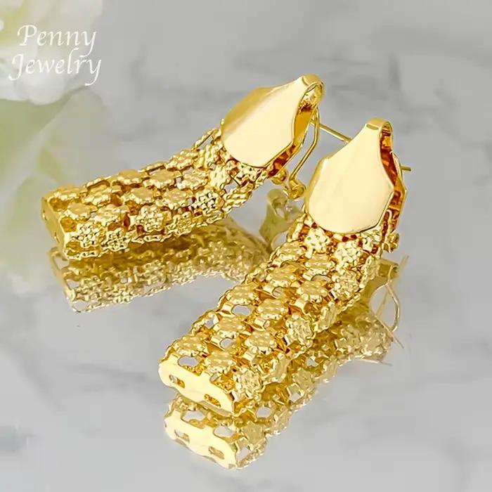Ensemble de bijoux africains plaqué or 18 carats pour femmes classiques collier bracelet boucles d'oreilles occasions spéciales mariage cocktail