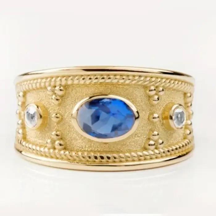 Bague d'agate bleue intégrée