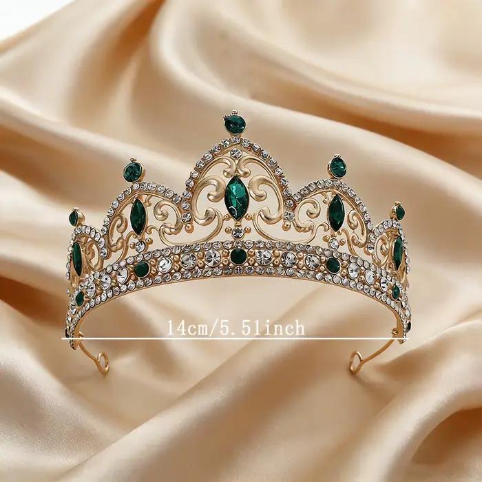 Diadème Royal Baroque Élégant en Cristal, Couronne Tonifiée avec Pierres Précieuses Scintillantes, Transparent et Parfait pour Mariages, Concours de Beauté, Bals de Promo et Tenues d'Occasions Spécial