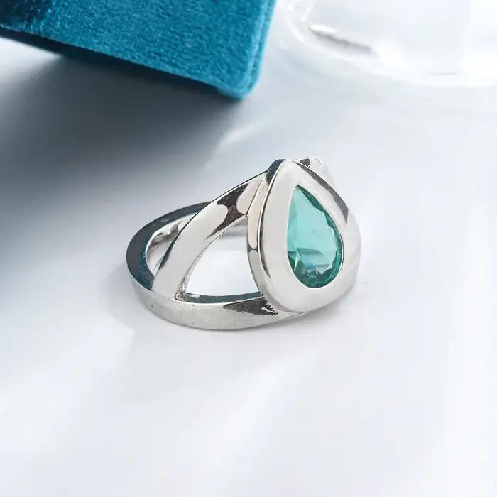 Bague en argent sterling 925 sertie de zircon vert pour femmes, alliance de mariage, bijou de luxe pour occasions formelles