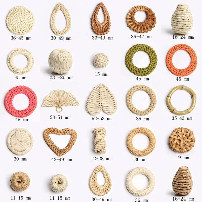 Boucles d'oreilles en bois de bambou faites à la main avec tressage géométrique en rotin pour femmes et hommes mode occasions spéciales anniversaire fête cadeau