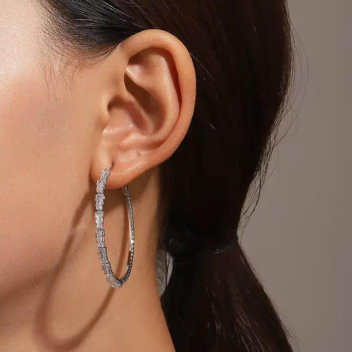 Marque de luxe plein cristal exagérer grandes boucles d'oreilles rondes pour les femmes exquise Enfashion Zircon corée boucle d'oreille mariée bijoux
