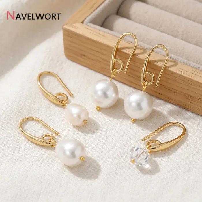 2/4/6 paires de crochets de boucles d'oreilles en laiton plaqué or 14 carats