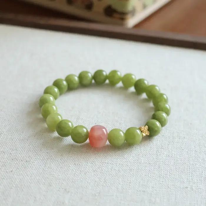 Bracelet en cristal d'olivine vert naturel