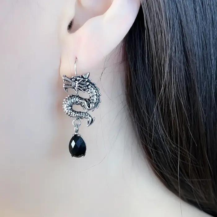 Boucle d'oreille goutte Dragon chinois Europe ethnique