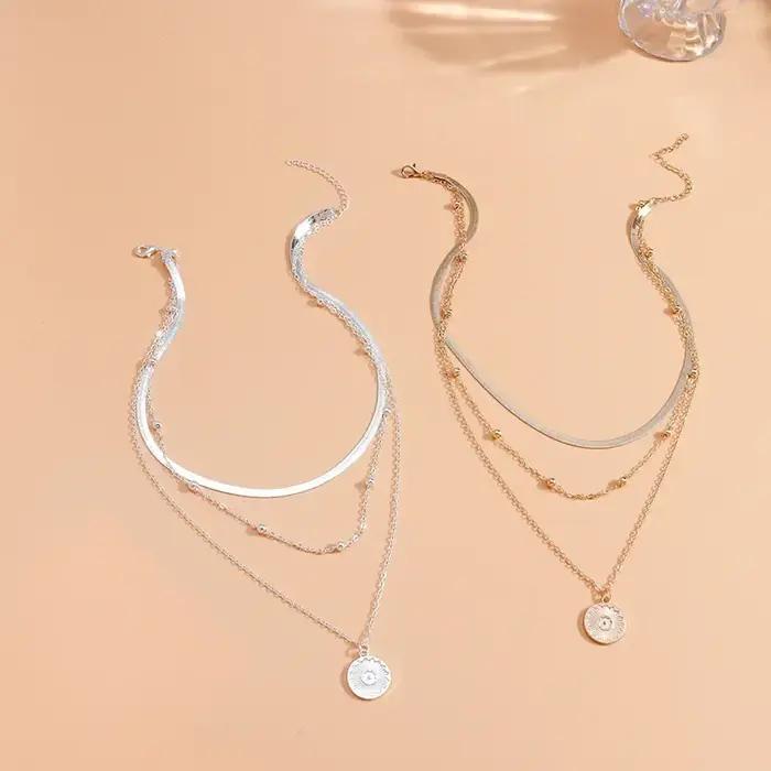 Collier rond à trois couches en argent Sterling 925 pour femmes