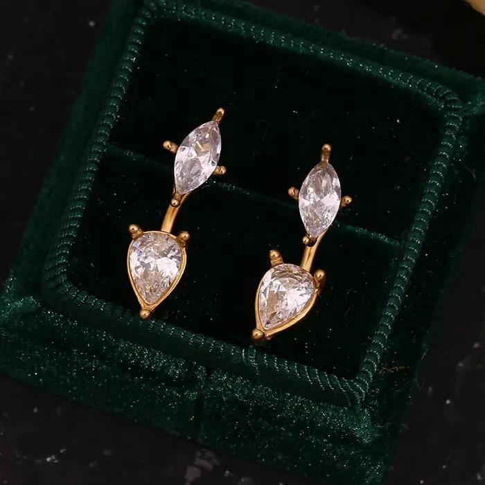 Boucles d'oreilles E.B.belle en zircon œil de cheval goutte d'eau