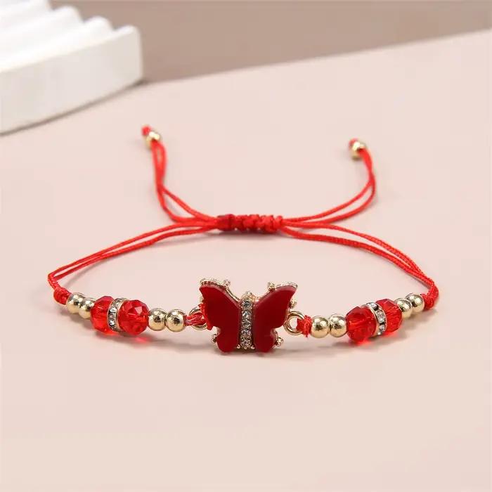 Ensemble de 12 bracelets papillons en cristal colorés, un cadeau tendance pour les filles européennes et américaines. Bracelet réglable