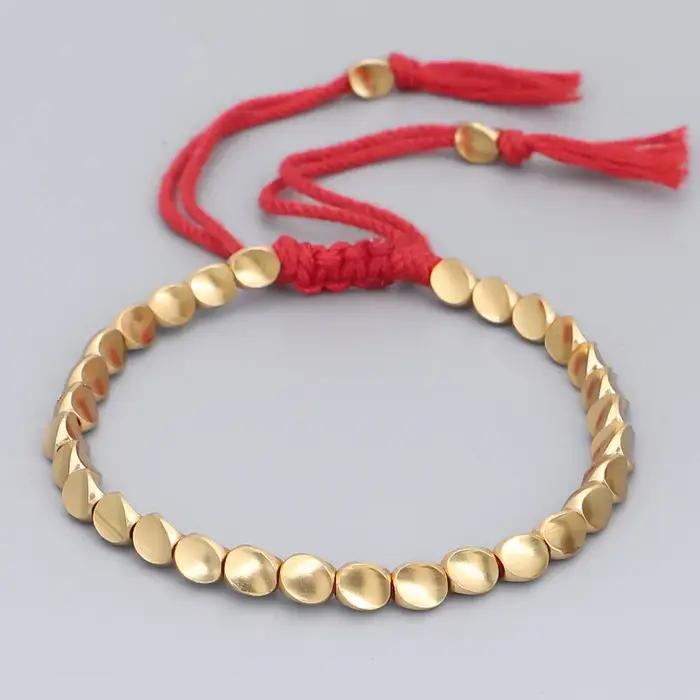 Bracelet ethnique bouddhiste tibétain en cuivre rouge pour femmes et hommes