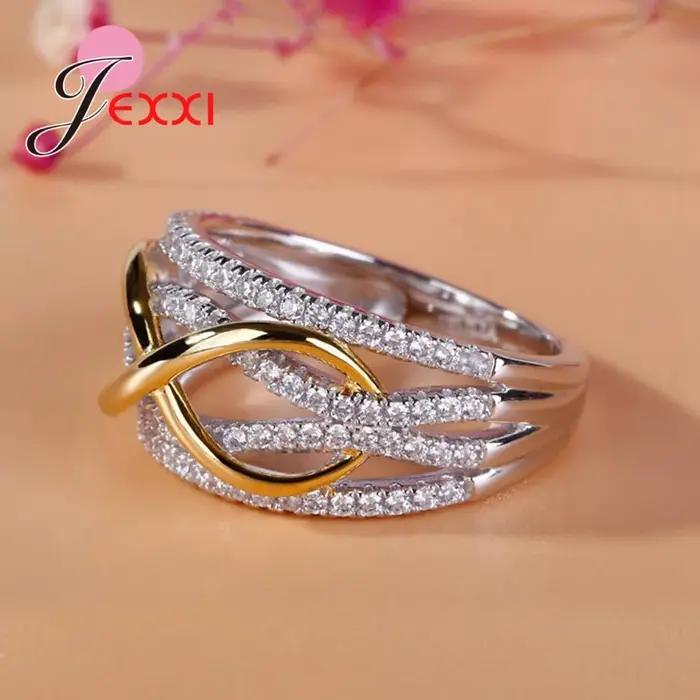 Bague d'amour infini en argent sterling 925 avec zircon cubique brillant