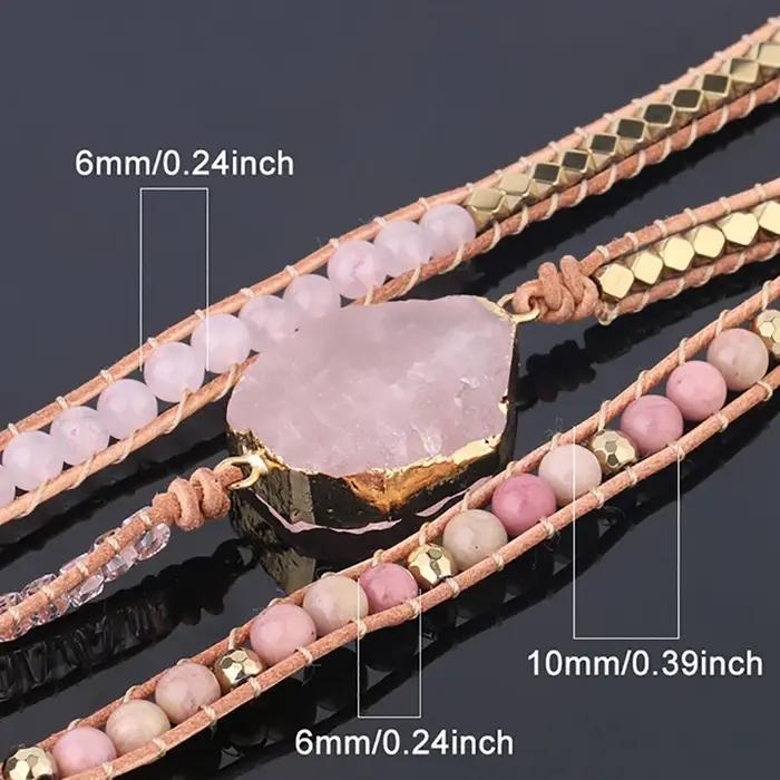 Bracelet en Pierre Naturelle Quartz Rose pour Femme
