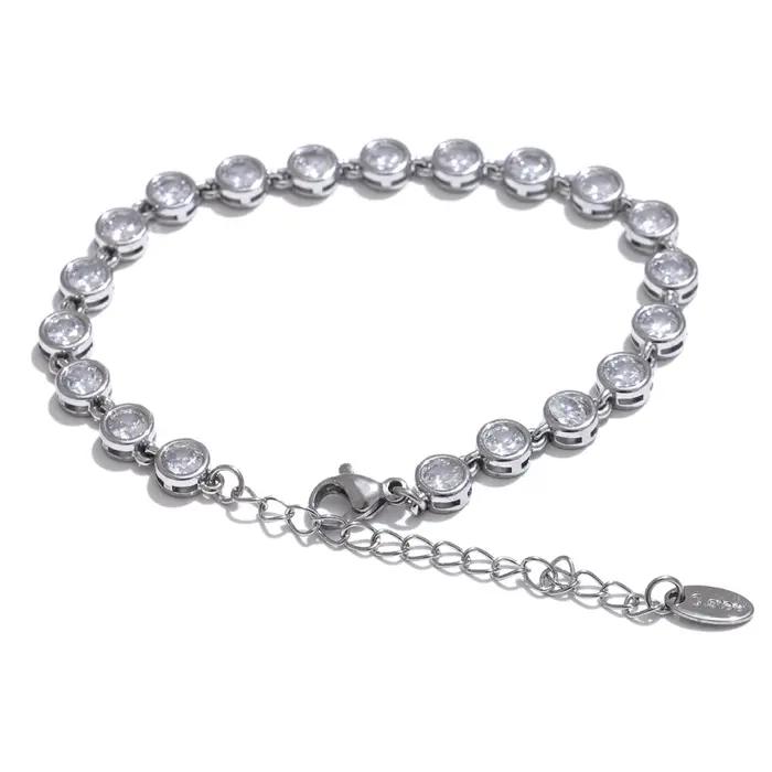 Bracelets en acier inoxydable bijoux femme collier ensemble coloré zircon cubique exquis étanche mode cadeau nouveau
