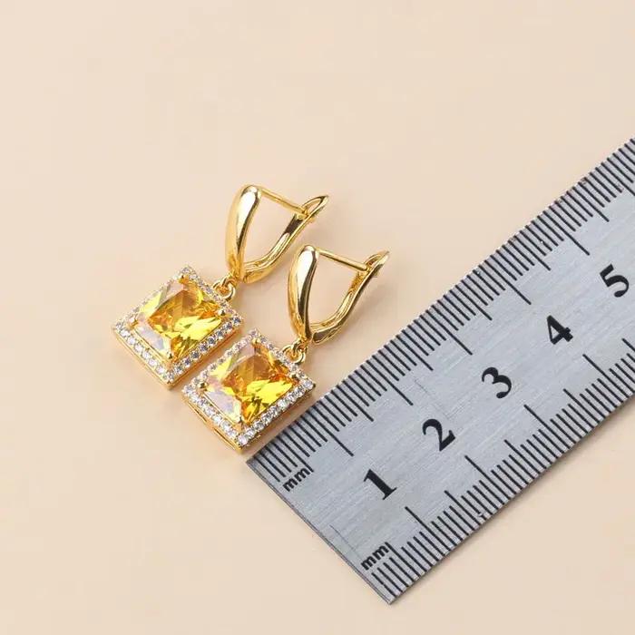 Ensembles de bijoux rectangulaires plaqués or 18 carats pour femmes