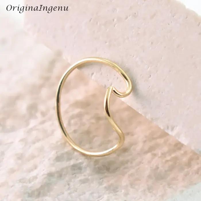 Bague en forme de vague de mer remplie d'or 14 carats pour femme