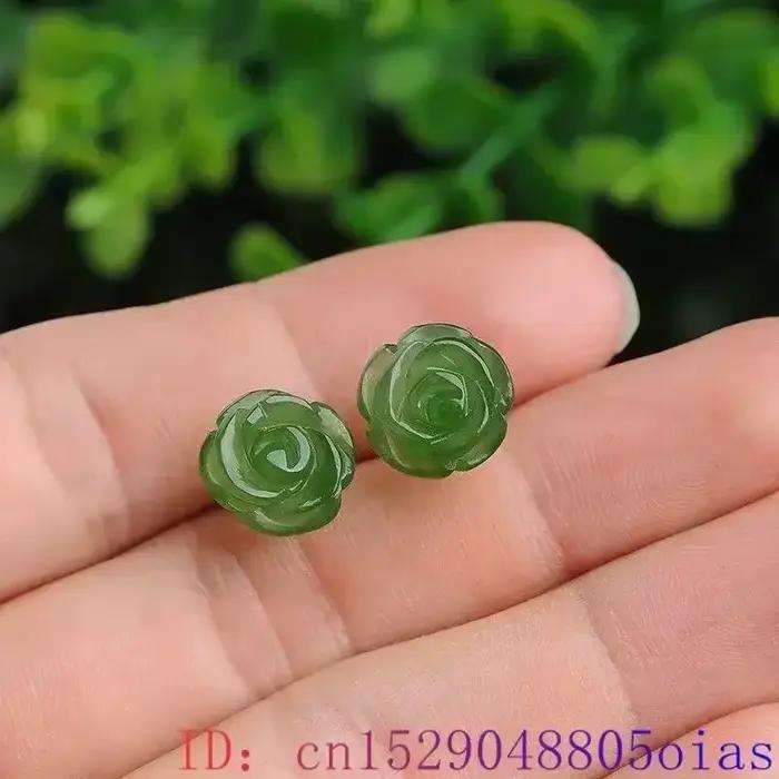 Boucles d'oreilles en Jade Rose naturel vert, clous d'oreilles, bijoux en pierres précieuses Vintage, Talismans, amulette énergétique, cadeaux de luxe pour femmes et filles