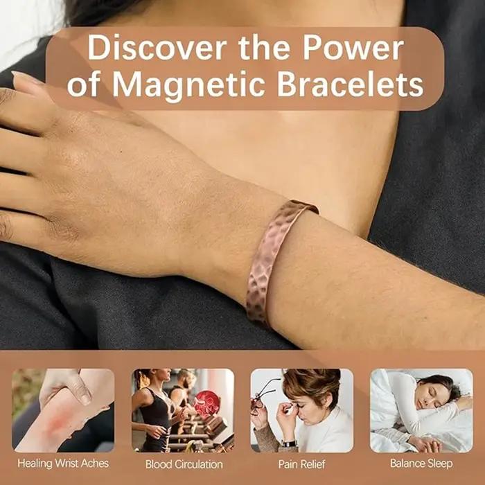 ARADOO – Bracelet magnétique en cuivre pur martelé
