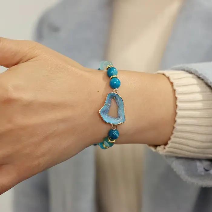 Bracelet de perles en pierre d'agates rouges rayées