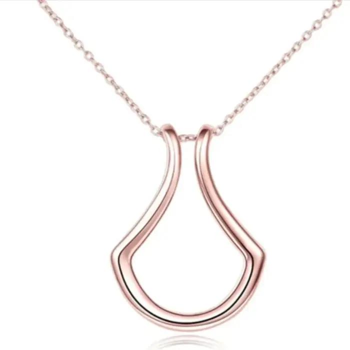 Mignon fer à cheval porte-anneau bijoux plaqué or Simple U lettre collier mariage fiançailles