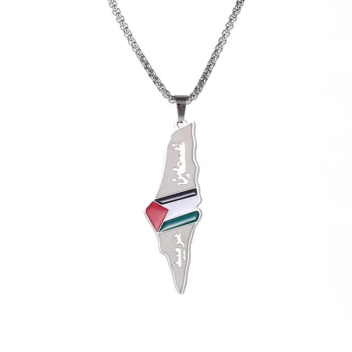 Collier pendentif drapeau palestinien pour femmes et hommes, cadeaux, accessoires de bijoux en acier