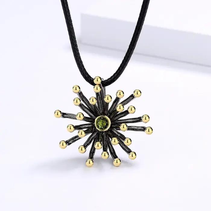 Collier bicolore style ethnique bohème pour femme pendentif coeur fleur noir or occasion spéciale voyage artiste