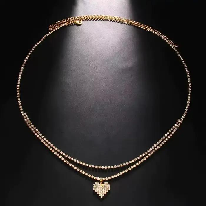 Double Chaîne en Strass de Luxe goutte d'eau pour femmes chaîne de corps bijoux élégants pour occasions spéciales