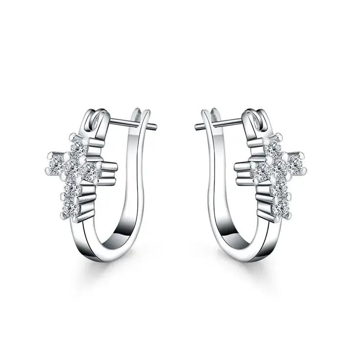 Boucles d'oreilles en argent Sterling 925 pour femmes, magnifiques boucles d'oreilles en Zircon croi