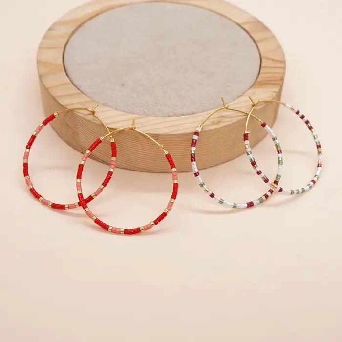 Boucles d'oreilles perlées bohèmes en verre pour femmes, cadeau pour occasions spéciales, bijoux arc-en-ciel atai yuki delica