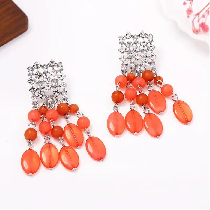 Boucles d'oreilles à pampilles en résine ZAA pour femmes
