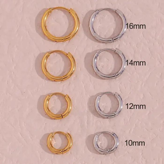E.B.belle 10mm 12mm 14mm 16mm bases petit cerceau boucle d'oreille Huggies boucles d'oreilles pour fille femmes plaqué