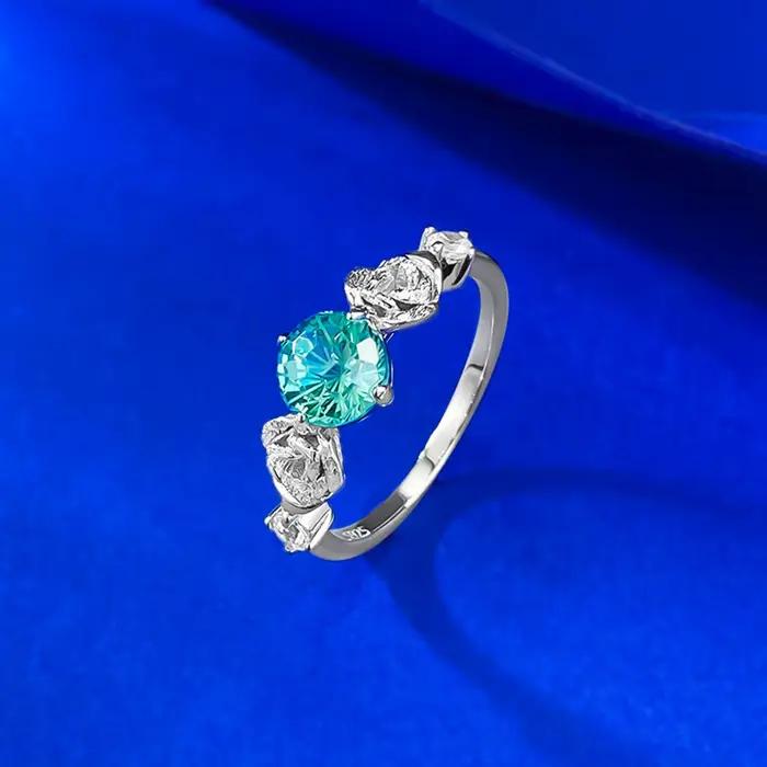 Wong Rain – bague de fiançailles ronde en argent Sterling 925