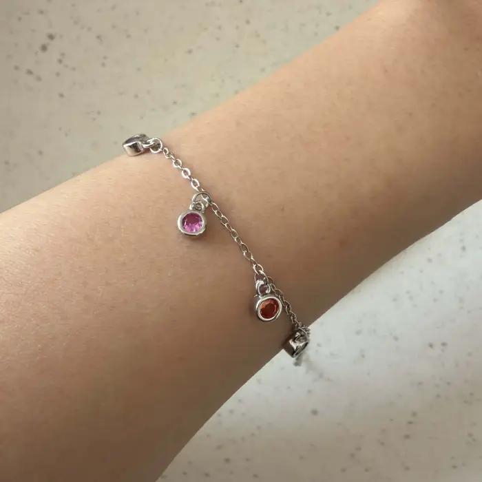 Bracelet rétro en argent sterling 925 pour femmes design géométrique fait à la main arc-en-ciel zirconium cadeau d'anniversaire mariage occasions spéciales