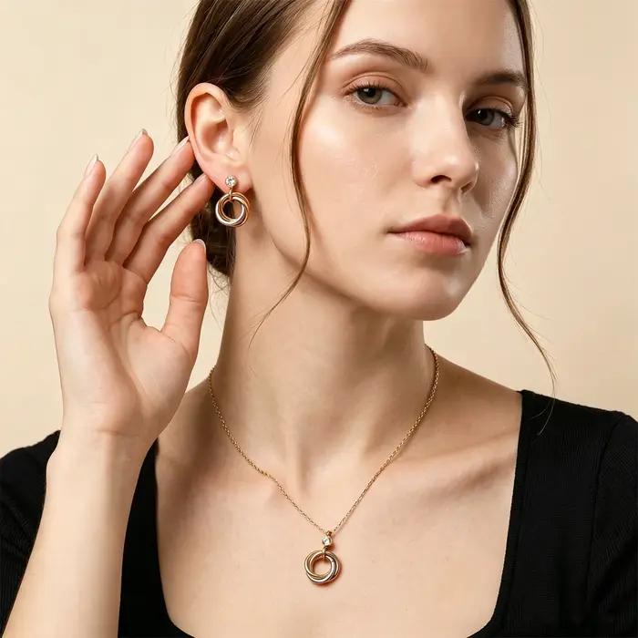 Ensemble de bijoux pour femme : collier et boucles d'oreilles minimalistes et élégants
